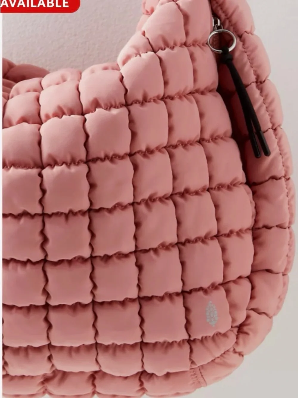 FP Movement by Free People Quilted Padded Hobo Bag in peach/ Pink